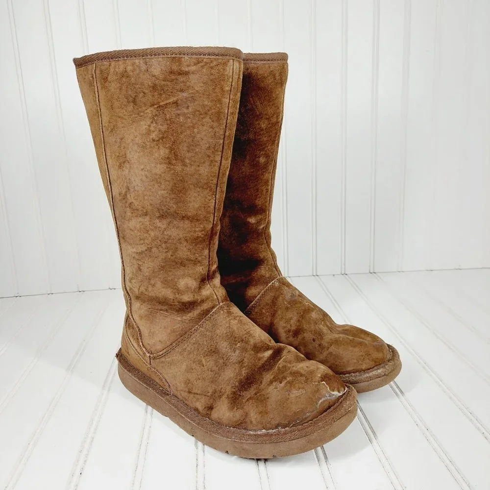 UGG Knightsbridge CHESTNUT Suede Leather Sheepskin BOOTS 5119 H694